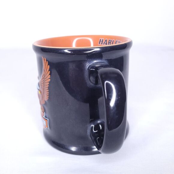 Vintage Harley Davidson Mug Eagle 3D Black, Orange 2002 - Picture 4 of 7